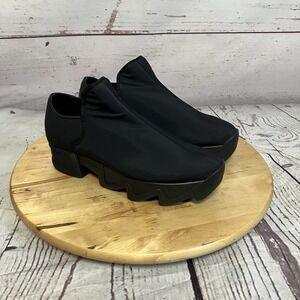 Iri NYC Black Neoprene Loafer Platform Shoes Size 37.5 EU Womens Size 7.5
